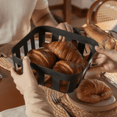 Cesto de Pão Lume Plástico e Bambu Preto 24cm